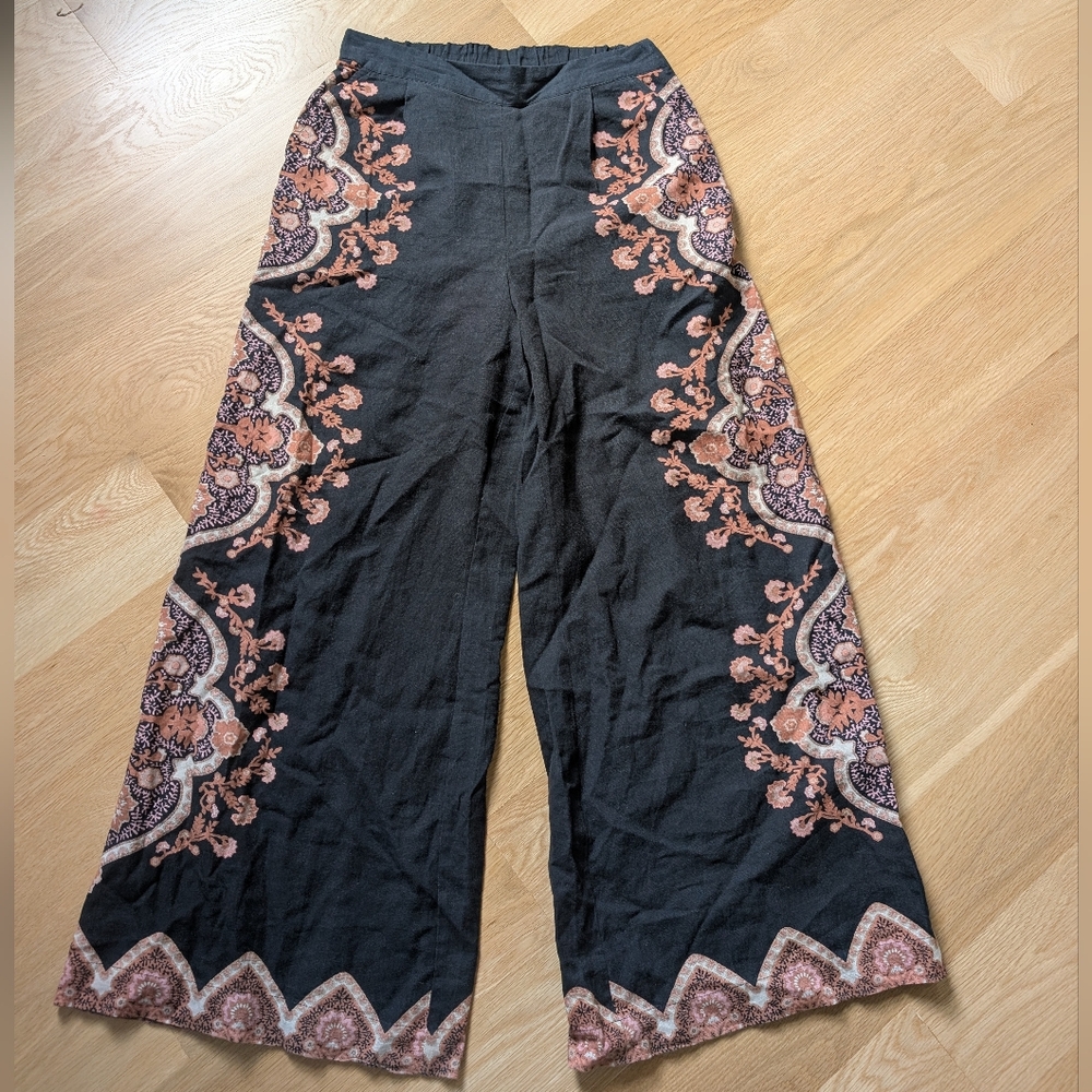 Cleobella Medallion Wide Leg Cotton & Linen Pants - Picture 4 of 6